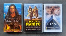 VHS Klassiker Titanic, Braveheart, der Schuh des Manitu