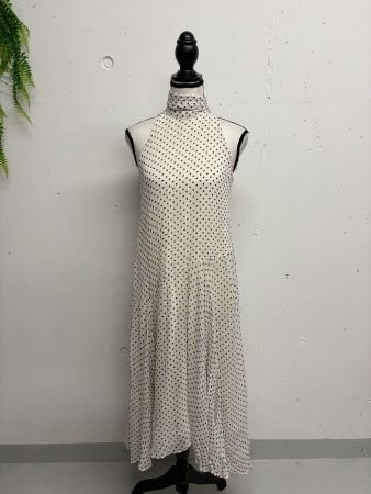 Zara Kleid mit Tupfenmuster und Neckholder weiss XS