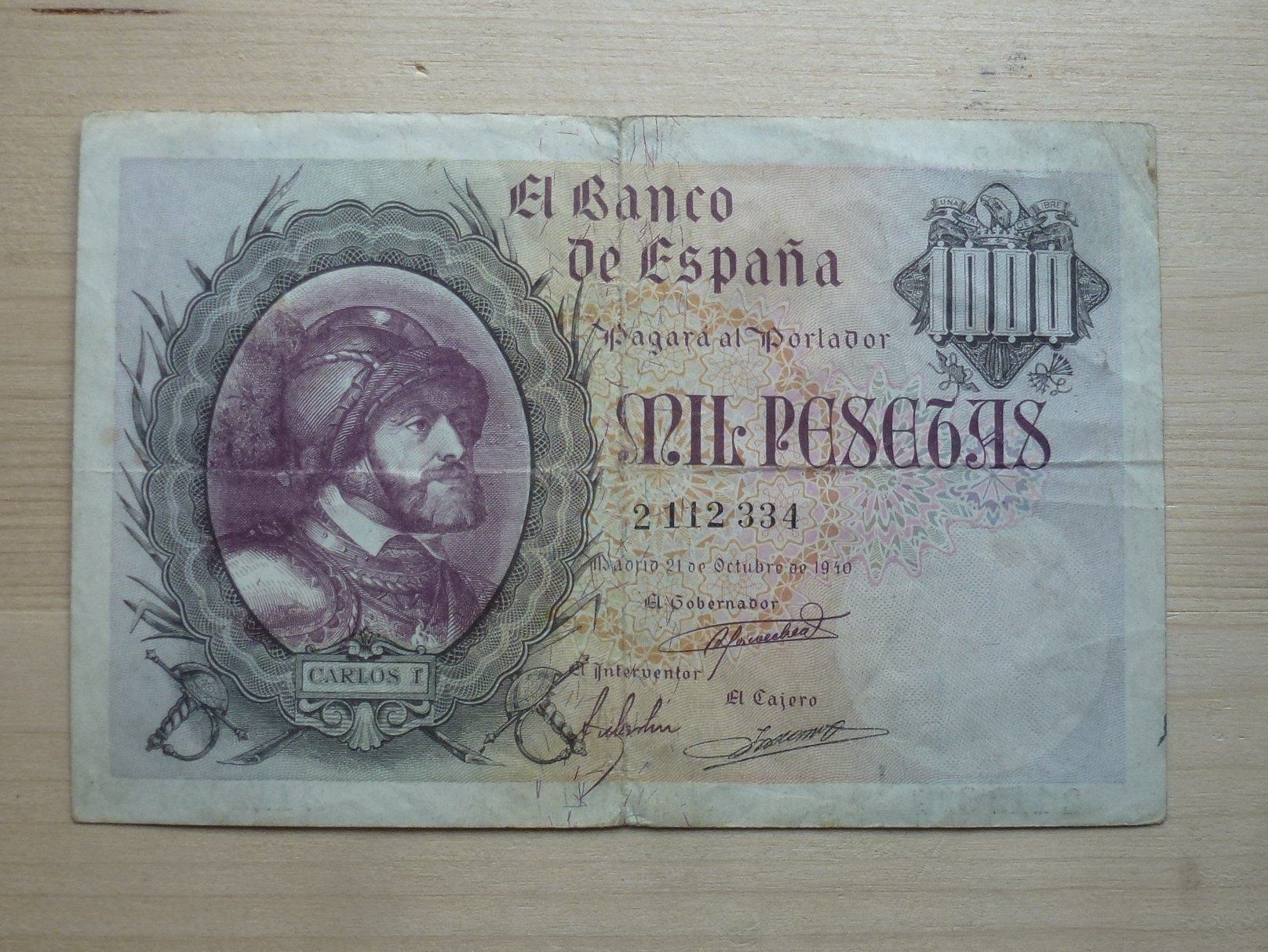 Banconote: Spanien ++ 1000 Pesetas 21. Oct. 1940 – Usato da Walkringen venduto da Casablanca777