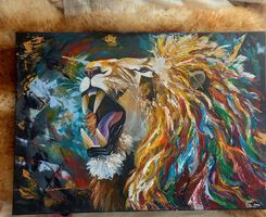 Brüllender Löwe - Modern Art - Unikat (70x50)