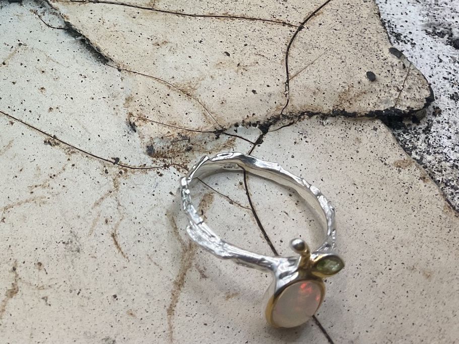 Anelli: Designerinnen Sterlingsilber mit Opal, Gr. 55 – Nuovo (secondo la descrizione) da Luzern venduto da S.Kern01 3