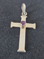 Kreuz-Anhänger 925 Silber mit Amethyst – neuwertig