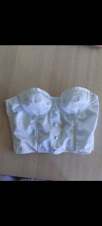 Magnifique corset vintage satin blanc et dentelle