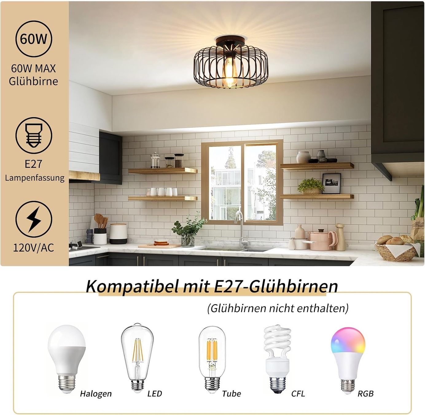 Lampadari & plafoniere: Vintage Deckenlampe Metall Schwarz E27 – Nuovo e nell'imballaggio originale da Gossau ZH venduto da amzbud 1