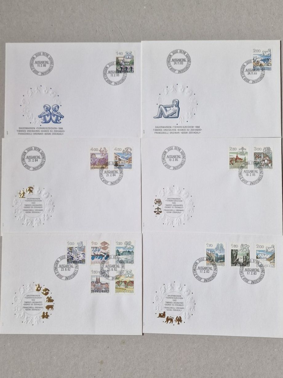 Alle Briefmarken: Schönes Lot Sonderbriefe "Sternzeichen" – Gebraucht aus Winterthur von labi012