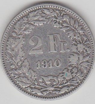Tutti le monete: 2 Franken 1910 Silber. – Usato da Schlieren venduto da petros38
