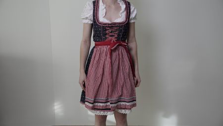 MarJo Dirndl + Dirndlbluse Set Bluse rot blau kariert 34