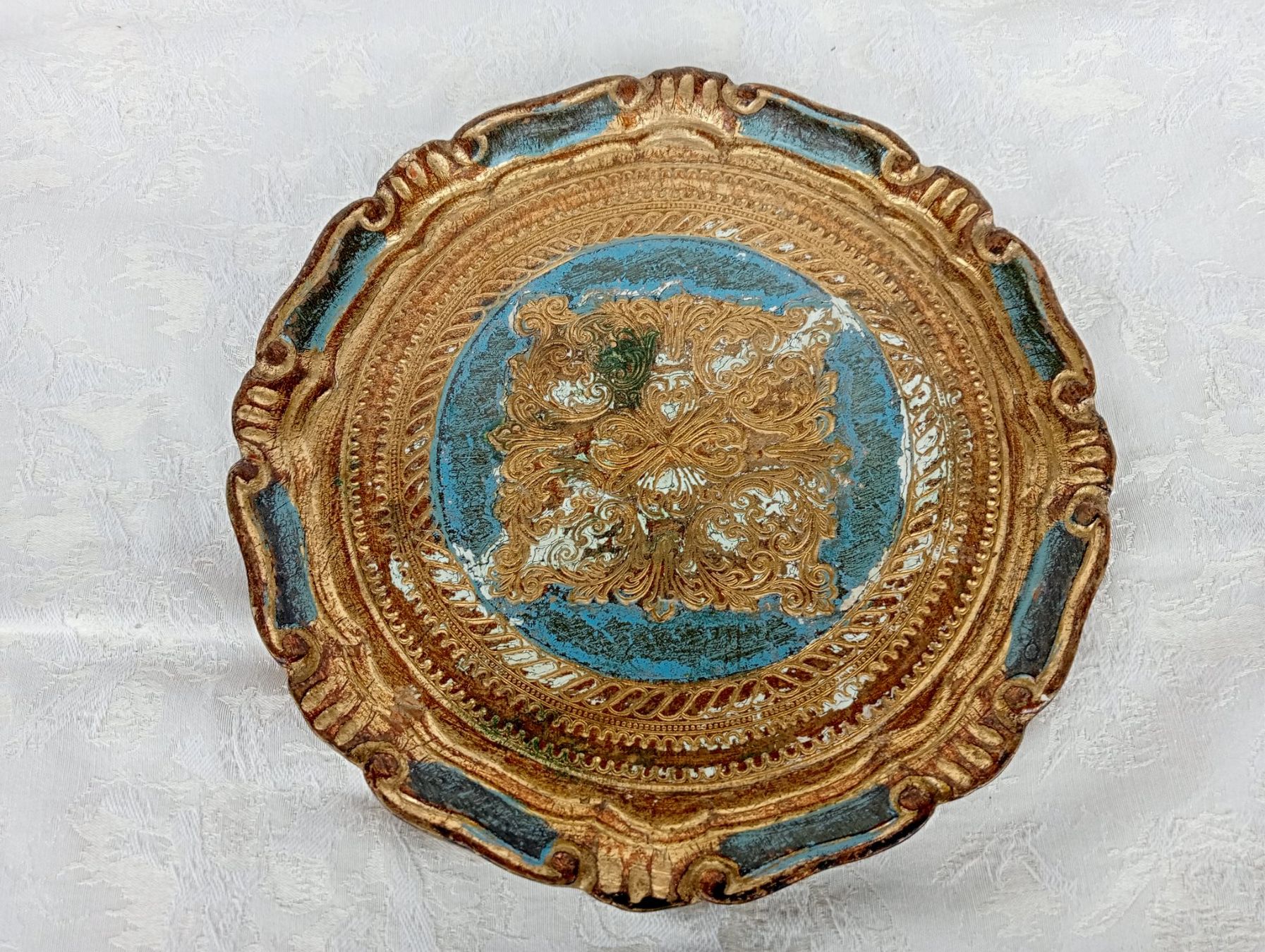 Piatti di portata: Florentiner Platte Tablett Gold - Bleu vermutlich Holz – Usato da Oberdorf BL venduto da Barocki888