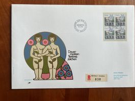 FDC Grossbrief Dauermarken Viererblock 1986 ET  (F148)