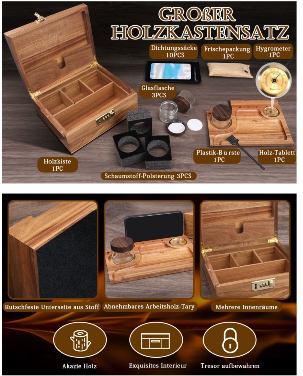 Altro in Decorazioni & Accessori: LARGE ACACIA WOOD BOX – Nuovo e nell'imballaggio originale da Ringgenberg BE venduto da tim_jwr2 2