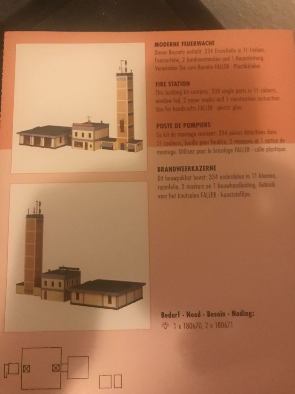 Faller Modellini di ferrovie: FALLER 130989 H0 Moderne Feuerwache – Usato da Opfikon venduto da Sonnenuntergang12 1