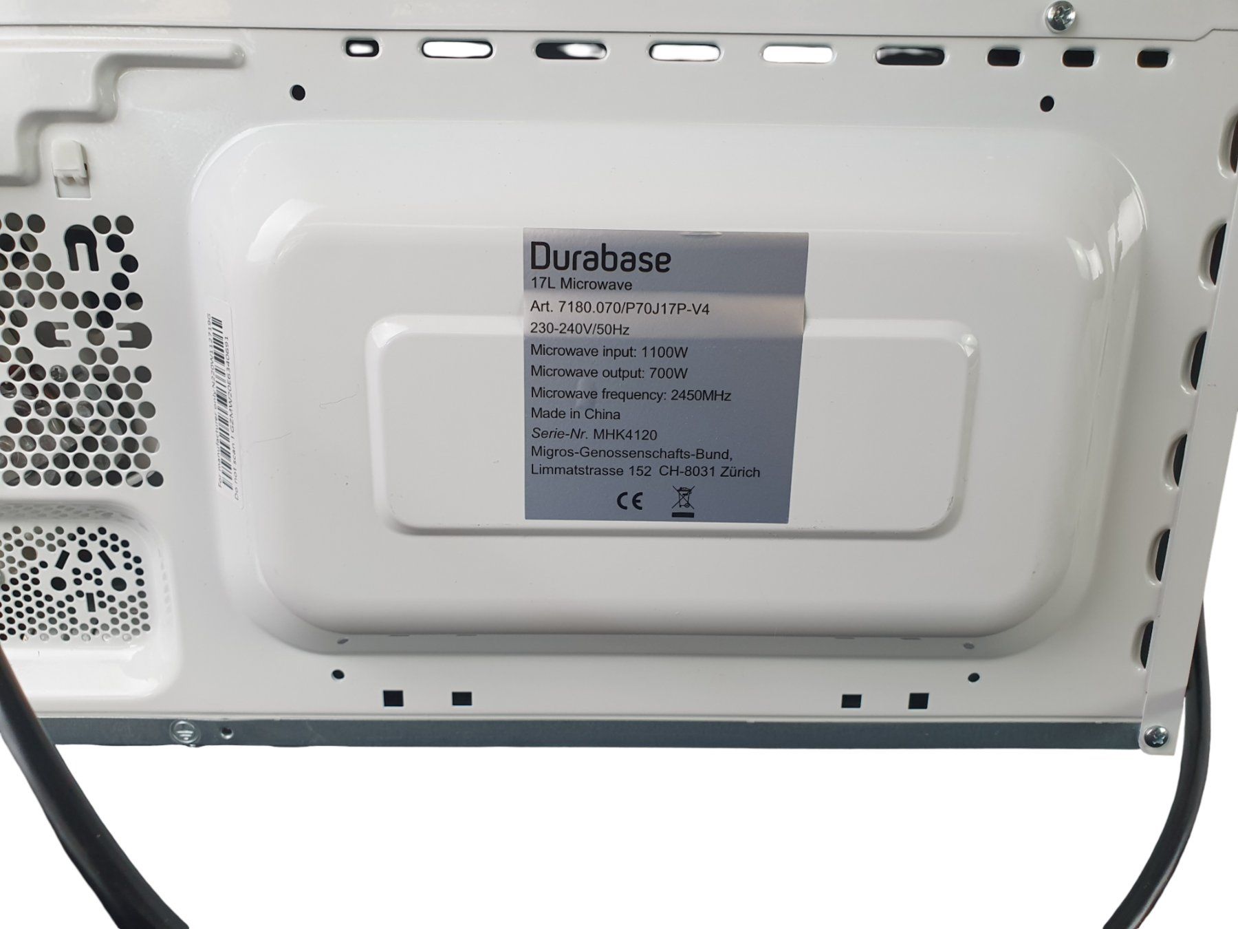 Durabase Appareils de cuisine: Mikrowelle DURABASE – D'occasion à Wangen b. Olten par Restwert_Wangen 3