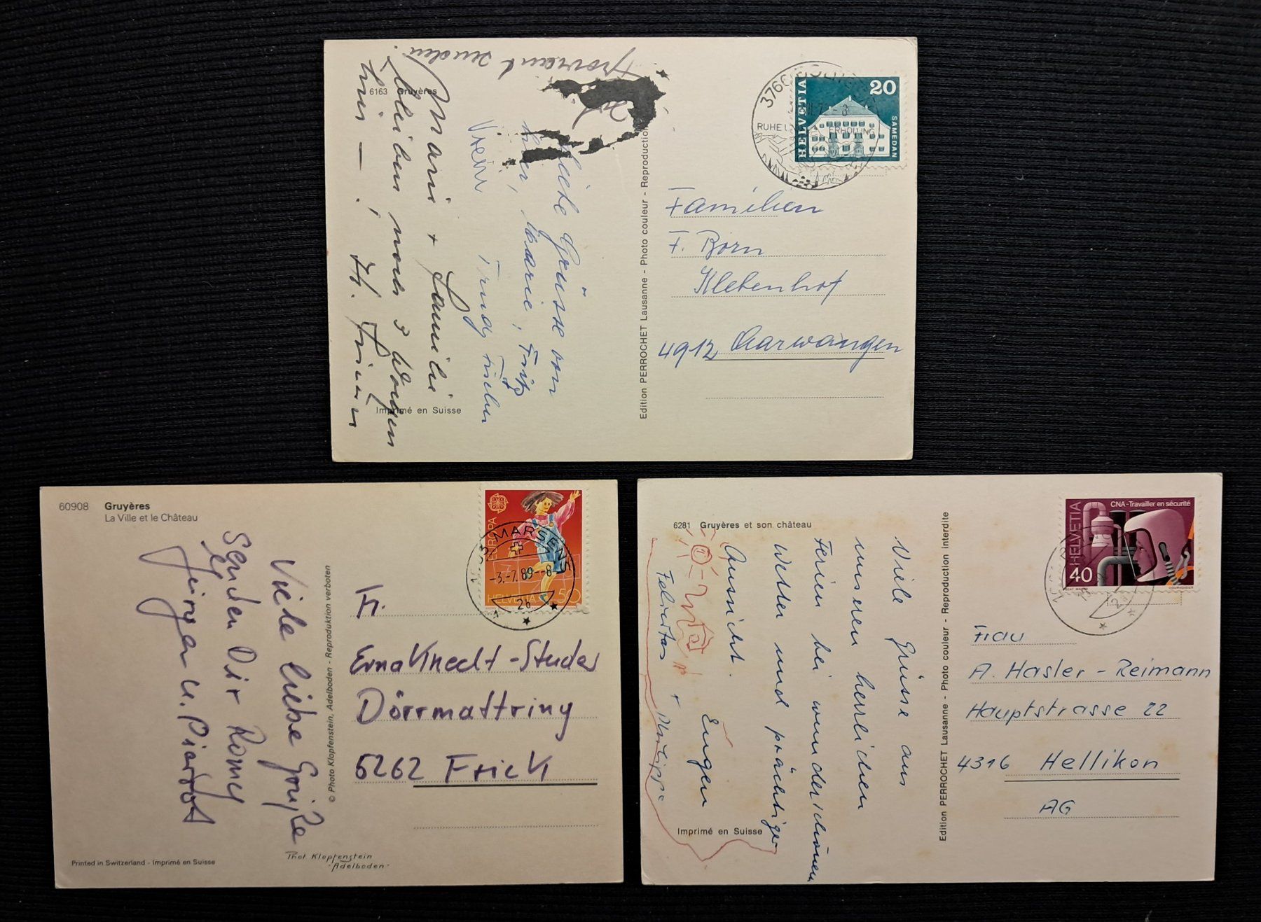 Cartoline postali: 3 CP GRUYERES – Usato da Ponto Valentino venduto da giorgia06 1
