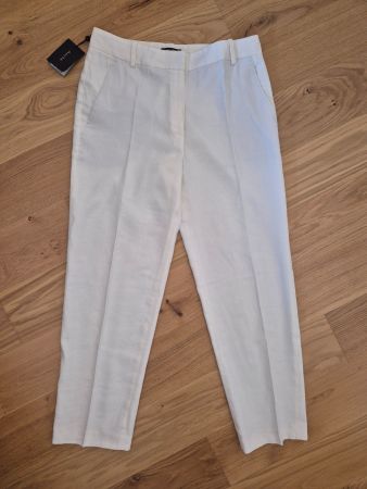 Massimo Dutti Hose aus Stretch-Leinen Off-White
