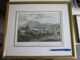 Farb  Lithographie, Stich: Schloss Habsburg, Meggen