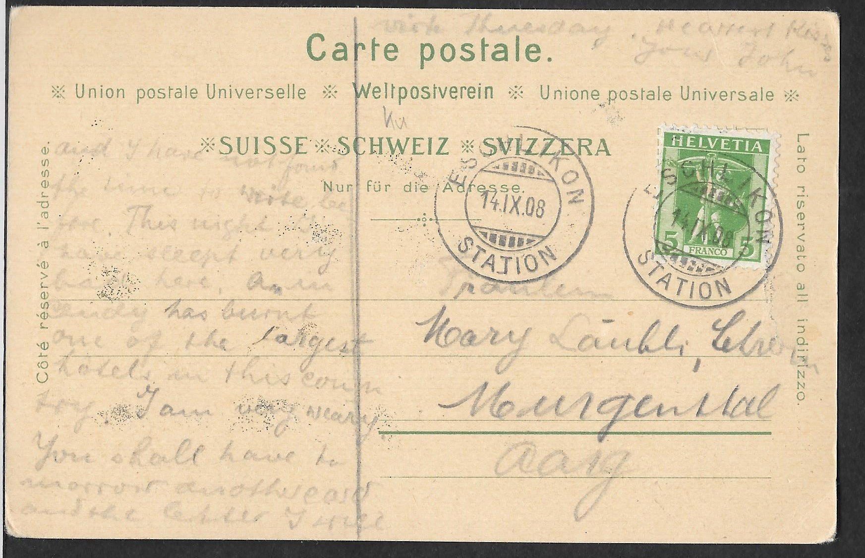 Cartoline postali: Eschlikon farbige Lithografie 6 Bilder – Usato da Olten venduto da clotaldi 1