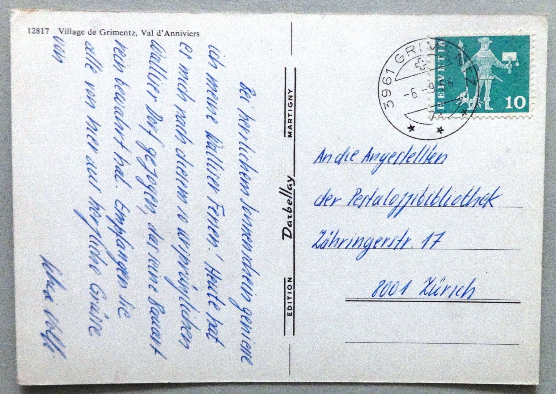 Cartoline postali: Village de Grimentz, Val d' Anniviers – Usato da Fétigny venduto da Billy2miny 1