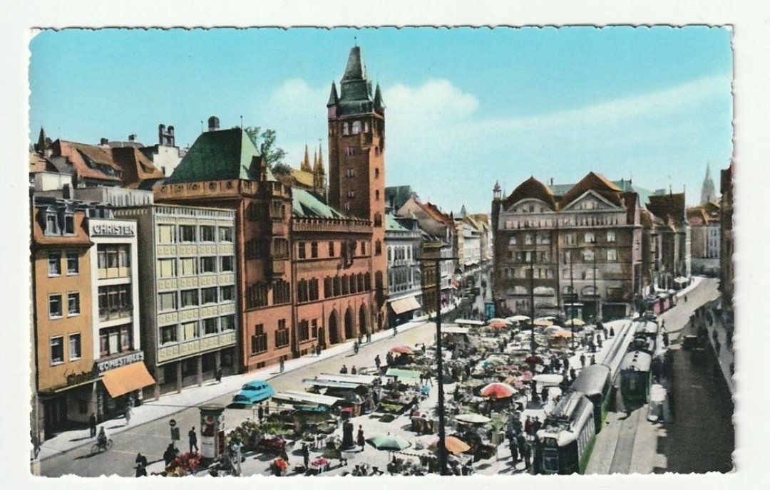 Ansichtskarten: AK Basel, Rathaus mit Marktplatz und Straßenbahn – Neu (gemäss Beschreibung) aus St. Gallen von Ricardo_Deals