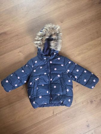Winterjacke für Mädchen dunkelblau mit Muster Grösse 86/92