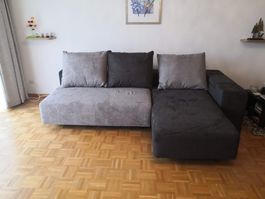 Schönes Ecksofa, Grau/Schwarz, Top Zustand, muss weg!