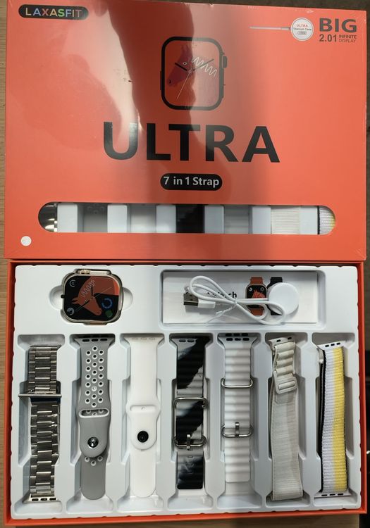 Smartwatch Ultra Geschenk Set 7 In 1 + Uhr & Wireless Ladege (Neu und ...