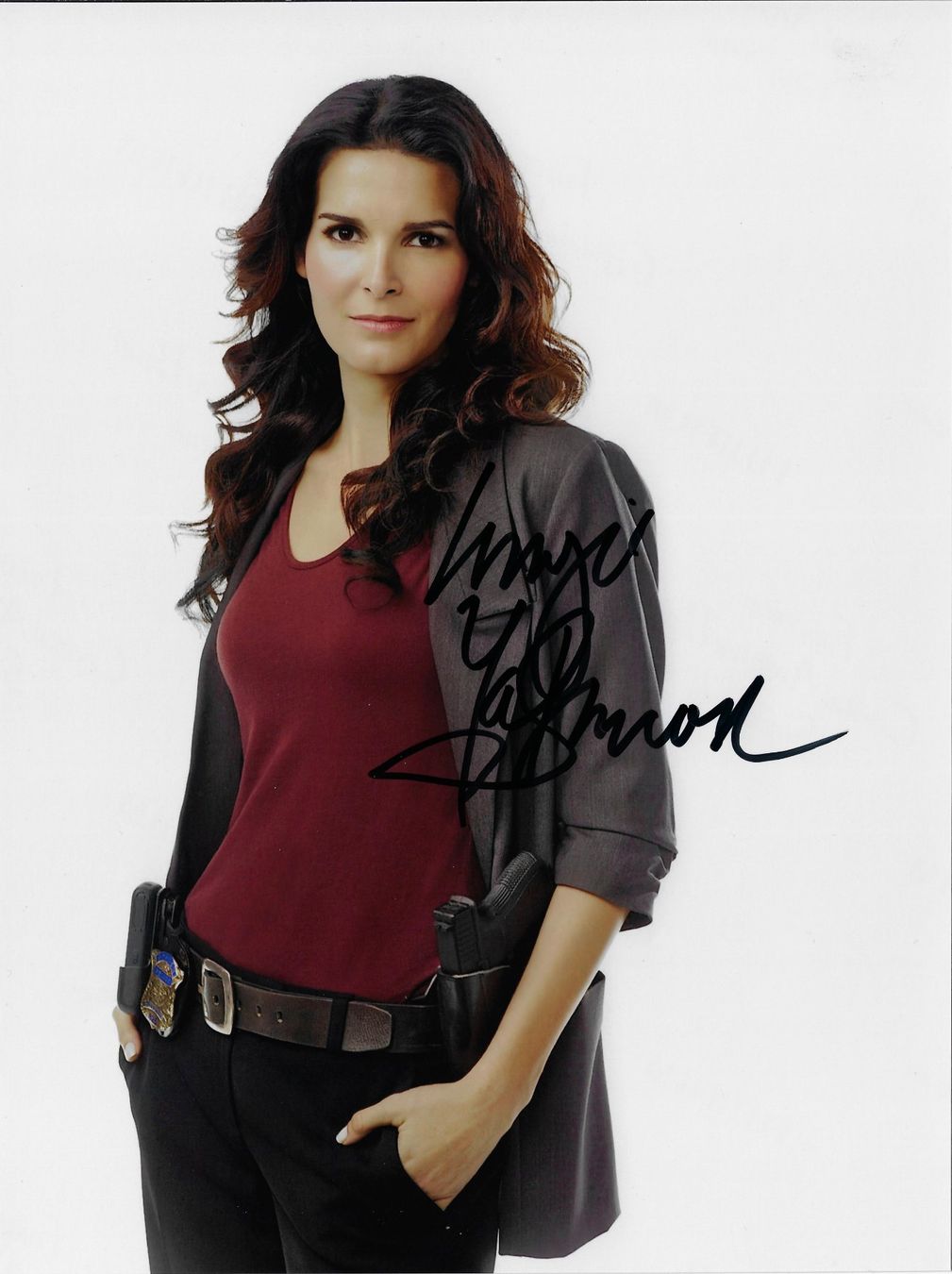 Autografi: Original Autogramm Angie Harmon (Foto A4) – Usato da Ziefen venduto da Dancer99