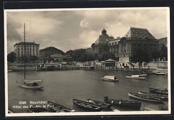 Cartoline postali: AK Neuchatel, Hotel des Postes, le Port – Usato da Berlin venduto da bartko-reher