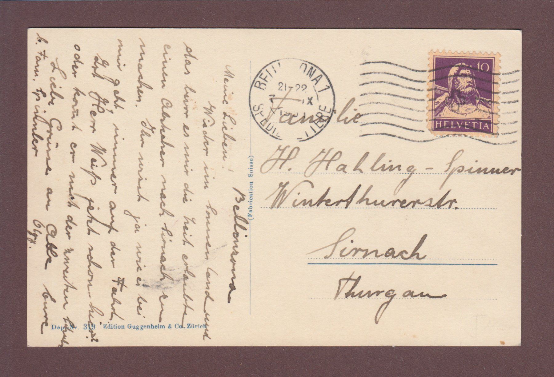 Cartoline postali: BELLINZONA - Castello Svitto - 1931 – Usato da Pully venduto da nicecards 1