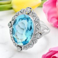 Sale!  Aquamarin Ring & Diamanten 14k Gold
