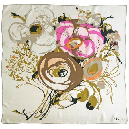 Foulard Carré Seide Renard floral grossblumig VINTAGE 1960s