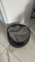 Sitzsack Lederoptik und Stoff grau