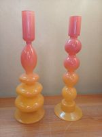 Neu: 2 Glas Kerzenständer, Orange-Rosa, Deko