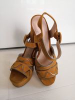 🤩MANGO WILDLEDER PLATEAU-SANDALEN SENFGELB NEUWERTIG