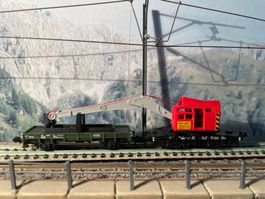 Minitrix Spur N 1/160 Nr. 3590 Kranwagen mit Schutzwagen