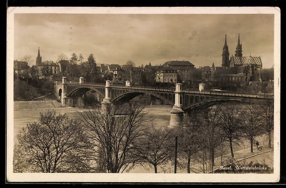 Cartoline postali: AK Basel, Wettsteinbrücke – Usato da Berlin venduto da bartko-reher