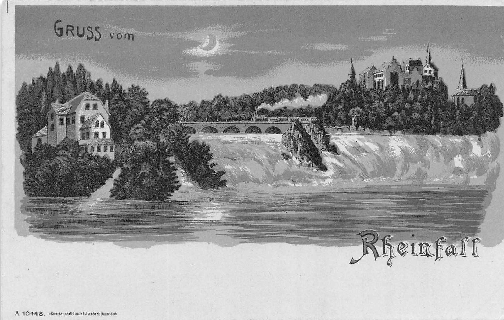 Cartoline postali: Gruss vom Rheinfall Litho – Usato da Biasca venduto da Blenio71
