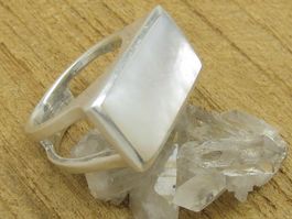 Vintage Ring Silber 925  Perlmutt Gr. 59.5