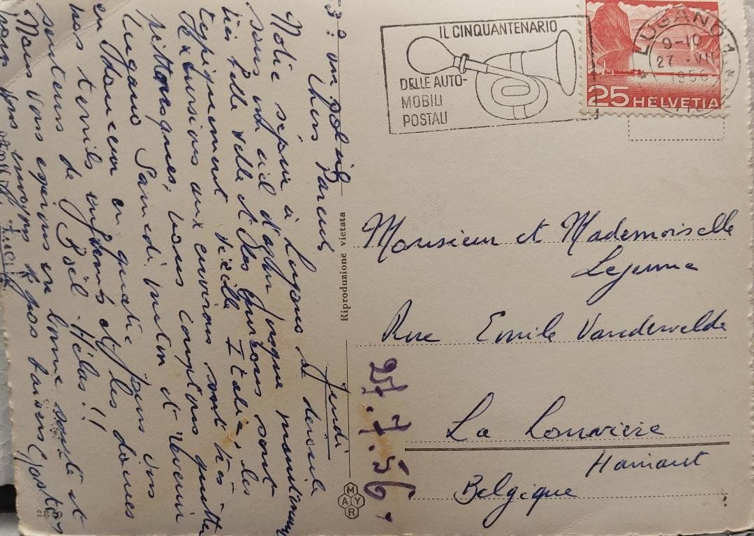 Cartoline postali: LUGANO  -  Multi-vues - 1956 – Usato da Delémont venduto da Domdom1 1