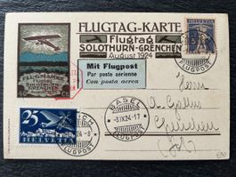1924 carte postale  Flugtag Solothurn-Grenchen