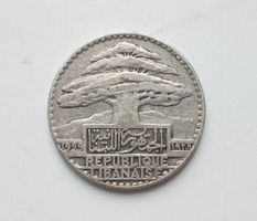 Silbermünze 10 Piastres Franz. Protektorat Libanon 1929, rar