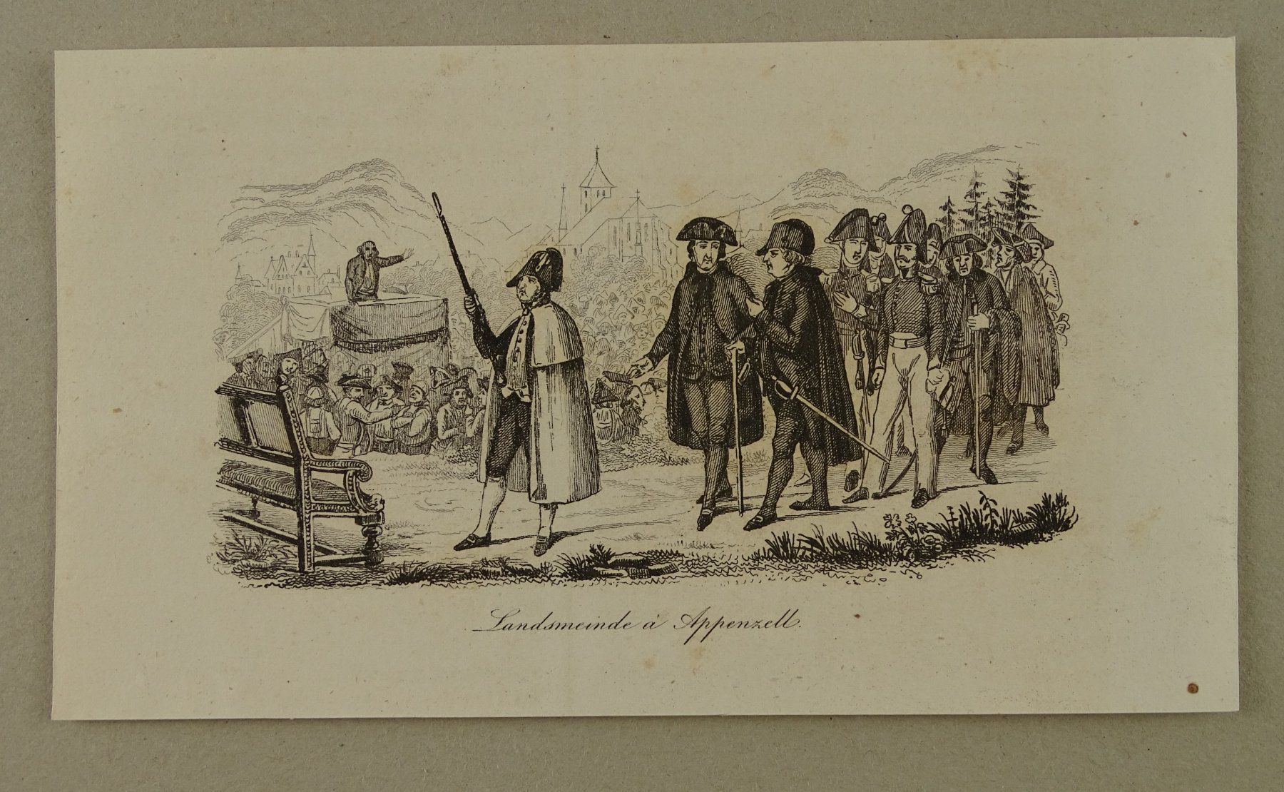 Stiche: LANDSGEMEINDE IN APPENZELL, STAHLSTICH 1836 – Gebraucht aus Grüningen von Kartensammler 1