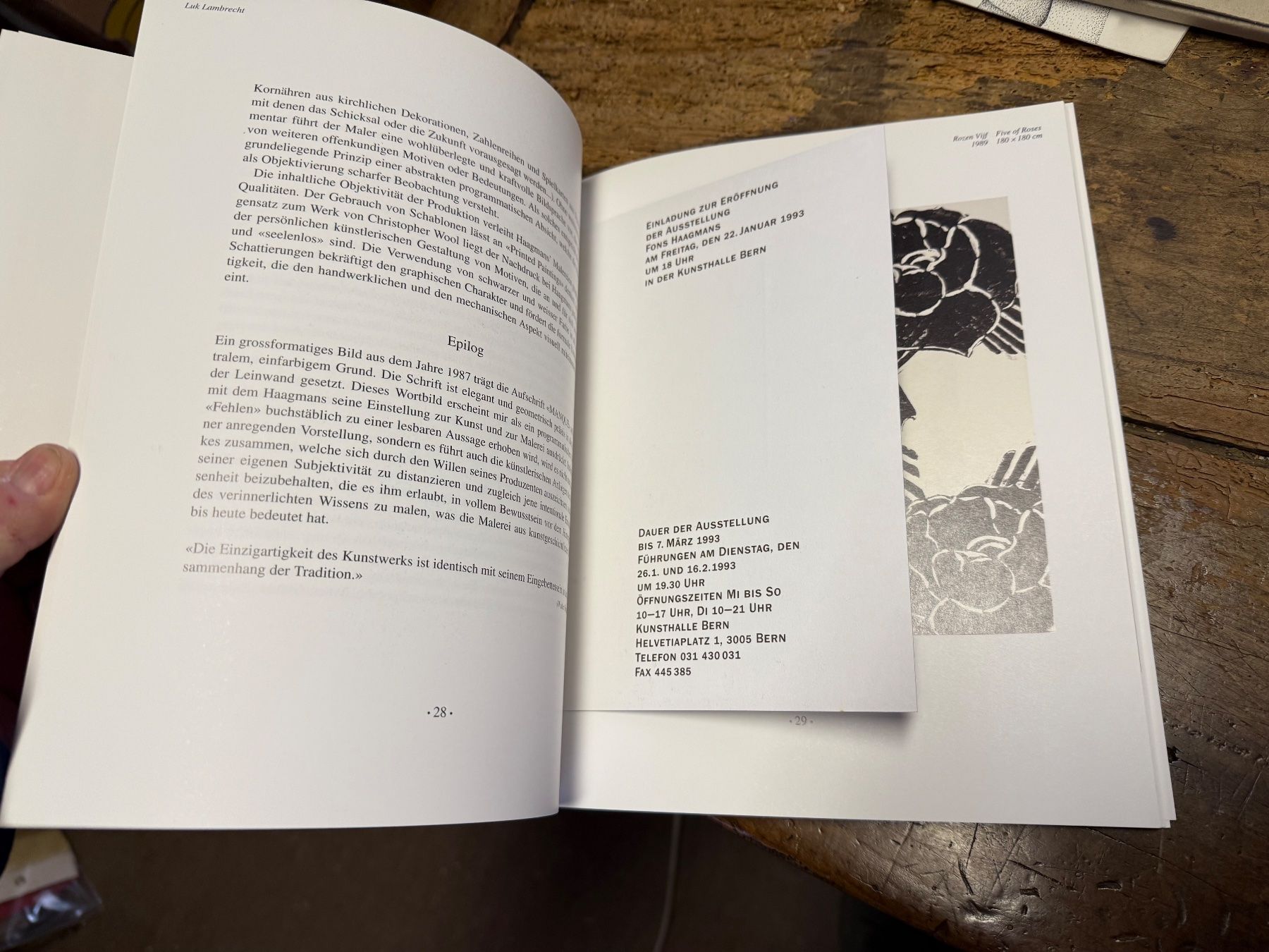 Libri: Fons HAAGMANS Kunsthalle Bern 1993 – Usato da Bern venduto da Jwpm66 2