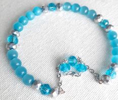 Türkis Armband mit Silber Akzenten, Handmade, Top!