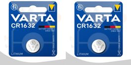 VARTA CR1632 Lithium-Knopfzelle – 2er Set, PORTOFREI