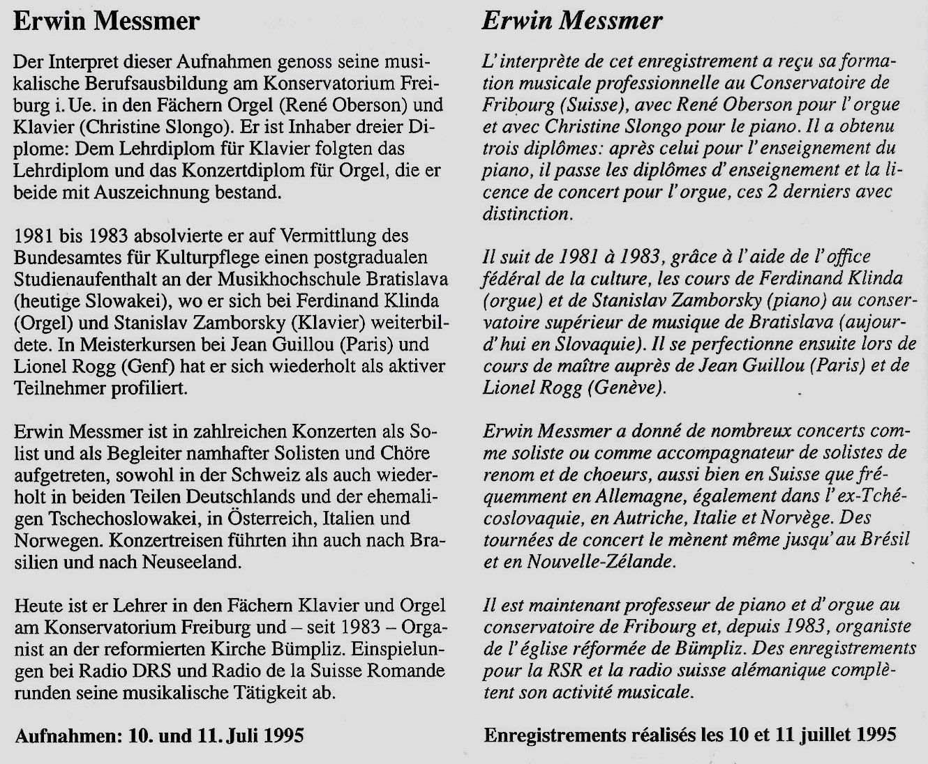 CD: Erwin Messmer Orgellandschaft Bümpliz Kirche St. Antonius CD – Usato da Kandergrund venduto da Sososo 5