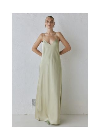 VRG Girl Maxi Dress Sage green Satin