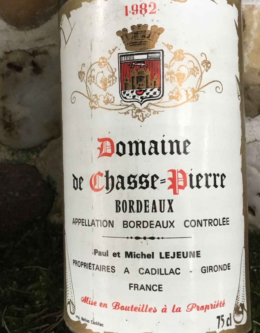 Vino: Domaine de Chasse-Pierre 1982 – Nuovo (secondo la descrizione) da Rüschlikon venduto da succes08 1