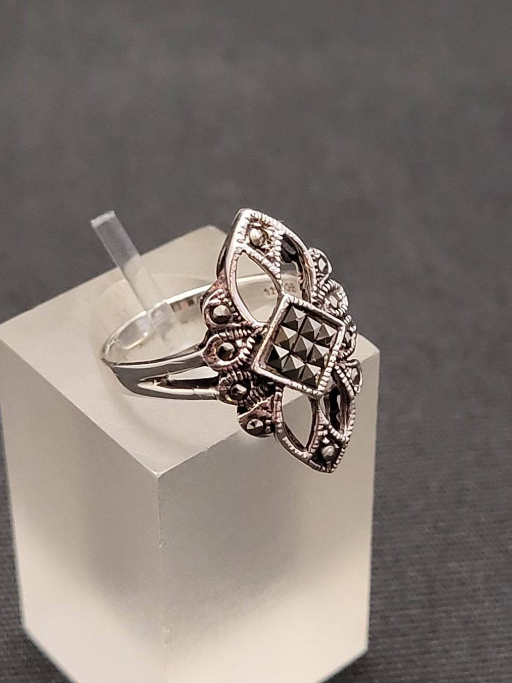Anelli: Silberring mit Markasiten Jugendstil – Usato da Basel venduto da spinne02 4