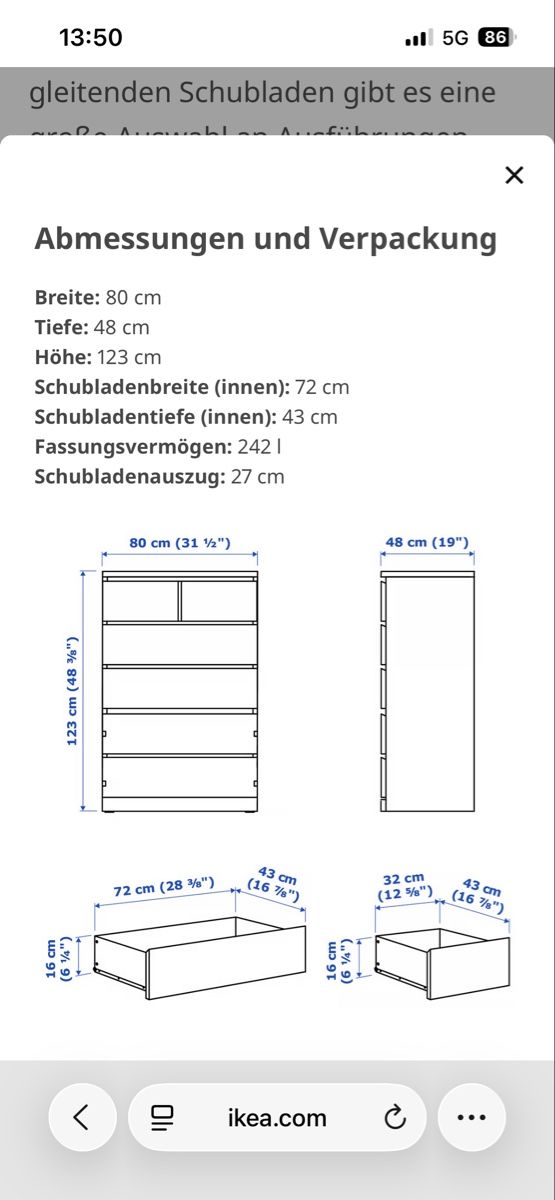 Cassettiere: Ikea Malm Kommode mit 6 Schubladen – Usato da Merenschwand venduto da ___niggi___ 4