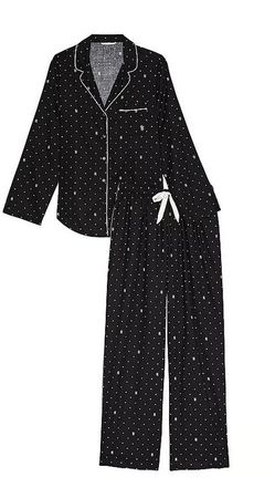 Victorias Secret Langer Pyjama black Logo aus Flanell Gr. M